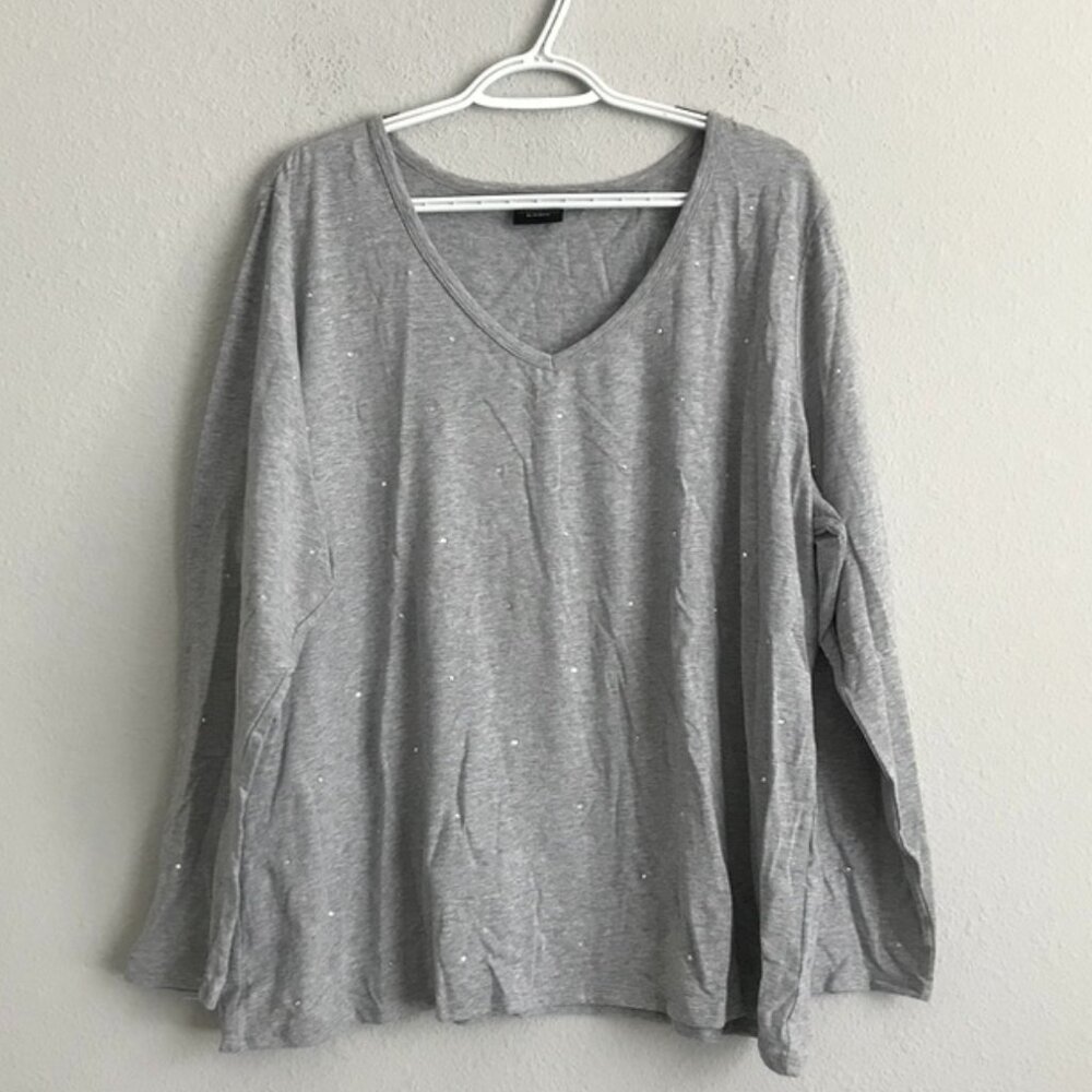 Bumblebella by Jill Martin Bejeweled Long-Sleeve Tee - Grey (Sz 2X) a622701